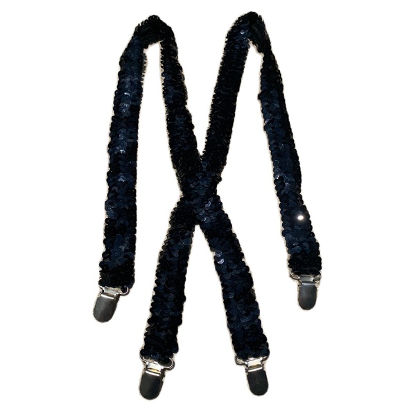 suspenders black stretch sequin - Picture 1 of 12